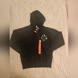 WICKED‎ movie Womens Size XS Black Full Zip Embroidered Hoodie Sweatshirt New